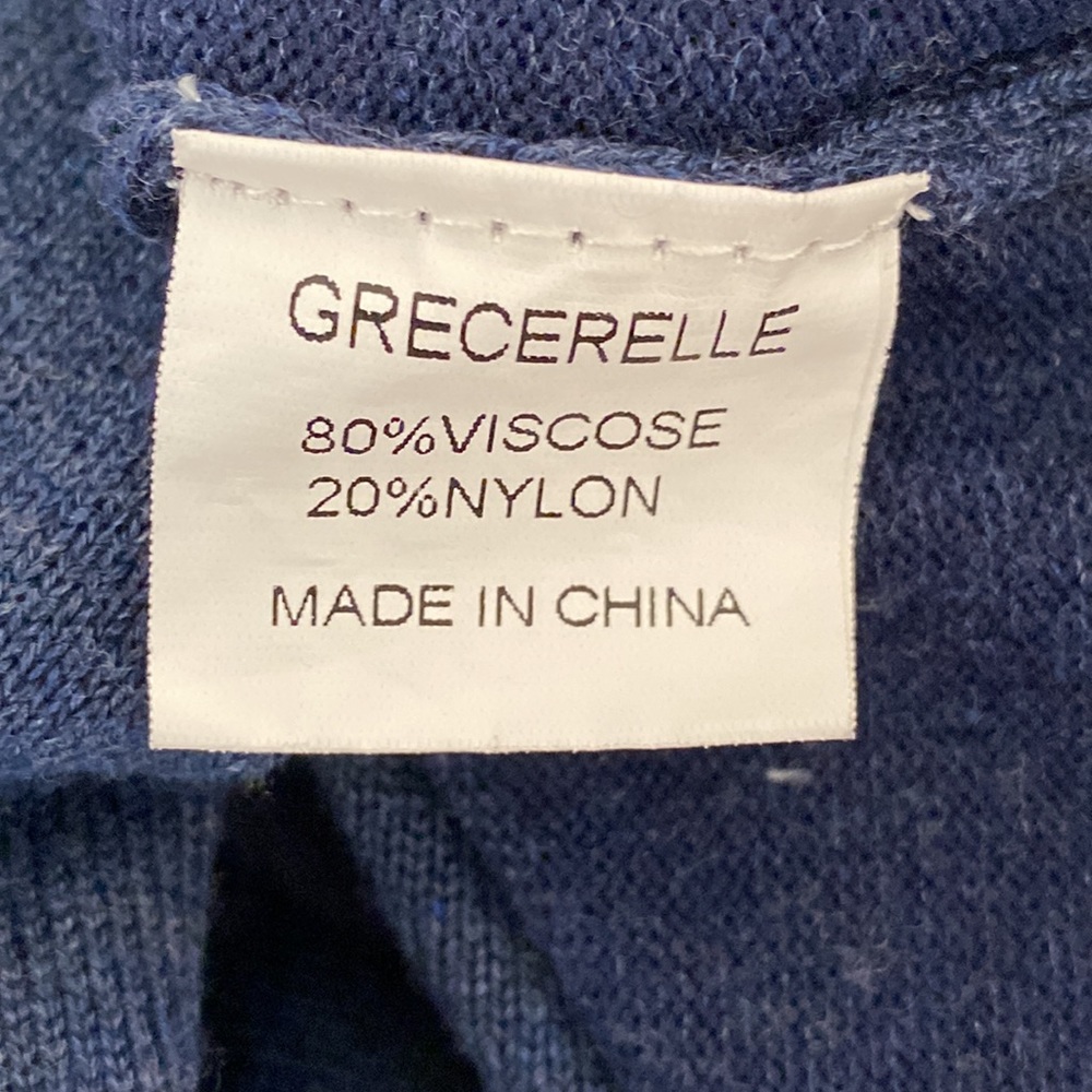 Grecerelle Blue Heather Knit Long Sleeved V-Neck Sweater 2XL - Picture 9 of 10
